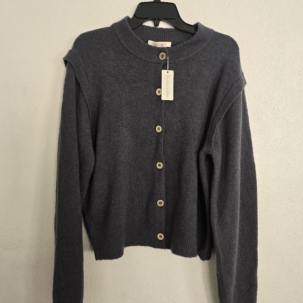 NWT Favorite Daughter The Varsity Wool Blend Cardigan Size XL In Slate Color - Picture 12 of 16